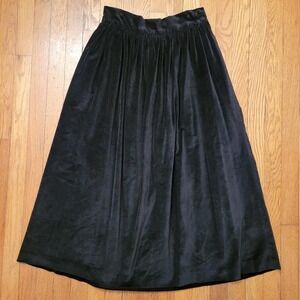 SWEETBRIAR Black Velvet Maxi Skirt Pleated 12 Goth Vintage Dark Academia